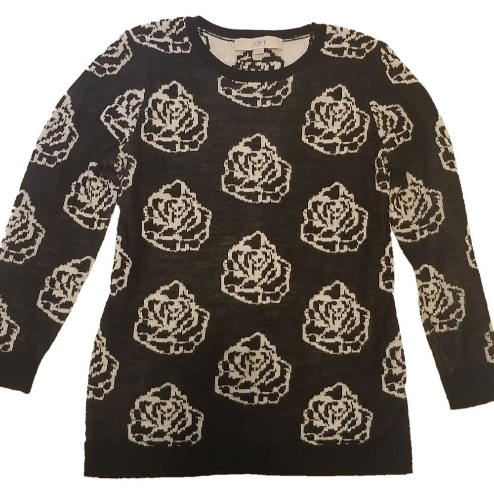 Ann Taylor LOFT Wool Blend Roses Sweater